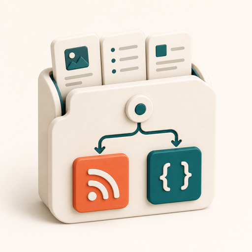Visual representing RSS and JSON feeds built from WordPress data